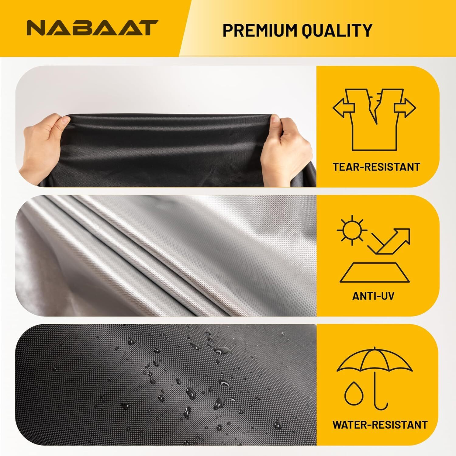 NABAAT Universal Bicycle Cover for 2 or 3 Cycles Waterproof Outdoor Rain/ Sun/ Snow/ Corrosion Protection (Black)