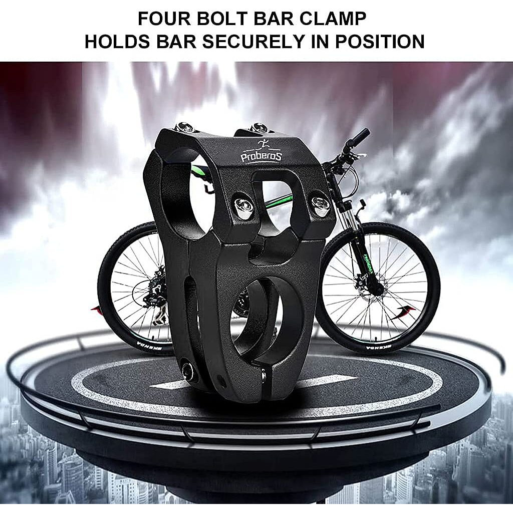 Proberos 31.8MM Aluminum Alloy Cycling Bicycle Bike MTB Handlebar Stem High-Strength Handlebar Stem Fit for Most Mountain Bike Road Bike MTB BMX Track Bike (Black)