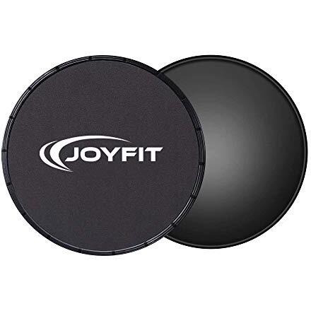JoyFit Exercise Core Sliders- Dual Sided Exercise Gliding Discs, Ab, Back, Hip, and Leg, Exercise Gear for Gym, Home, Yoga, Strengthen Abdomen, Improve Balance. Ideal for Men and Women Pair (Black)
