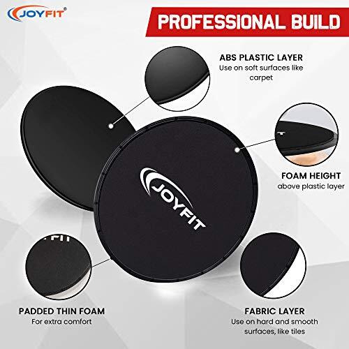 JoyFit Exercise Core Sliders- Dual Sided Exercise Gliding Discs, Ab, Back, Hip, and Leg, Exercise Gear for Gym, Home, Yoga, Strengthen Abdomen, Improve Balance. Ideal for Men and Women Pair (Black)