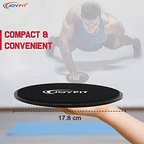 JoyFit Exercise Core Sliders- Dual Sided Exercise Gliding Discs, Ab, Back, Hip, and Leg, Exercise Gear for Gym, Home, Yoga, Strengthen Abdomen, Improve Balance. Ideal for Men and Women Pair (Black)