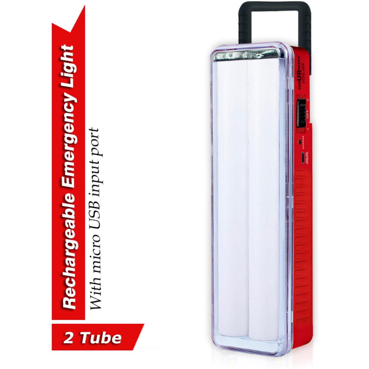 Pick Ur Needs Rechargeable 2 Tube Home Emergency Led Lantern Floor Lamp Charging Light - Red