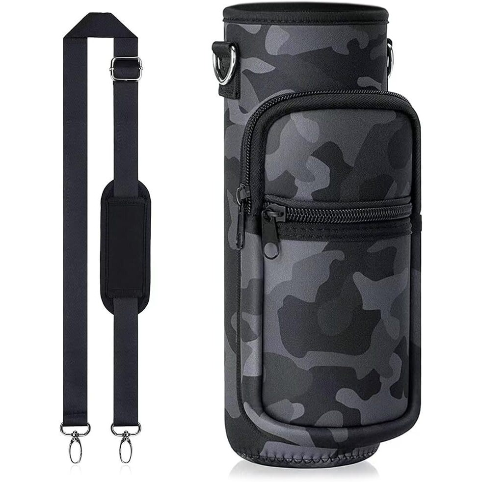 HASTHIP Water Bottle Carrier Bag for 32 oz Bottles, Crossbody Water Bottle Case Cover with Adjustable Shoulder Strap Pockets for Men/Women Boys Girls Walking Hiking Camping School
