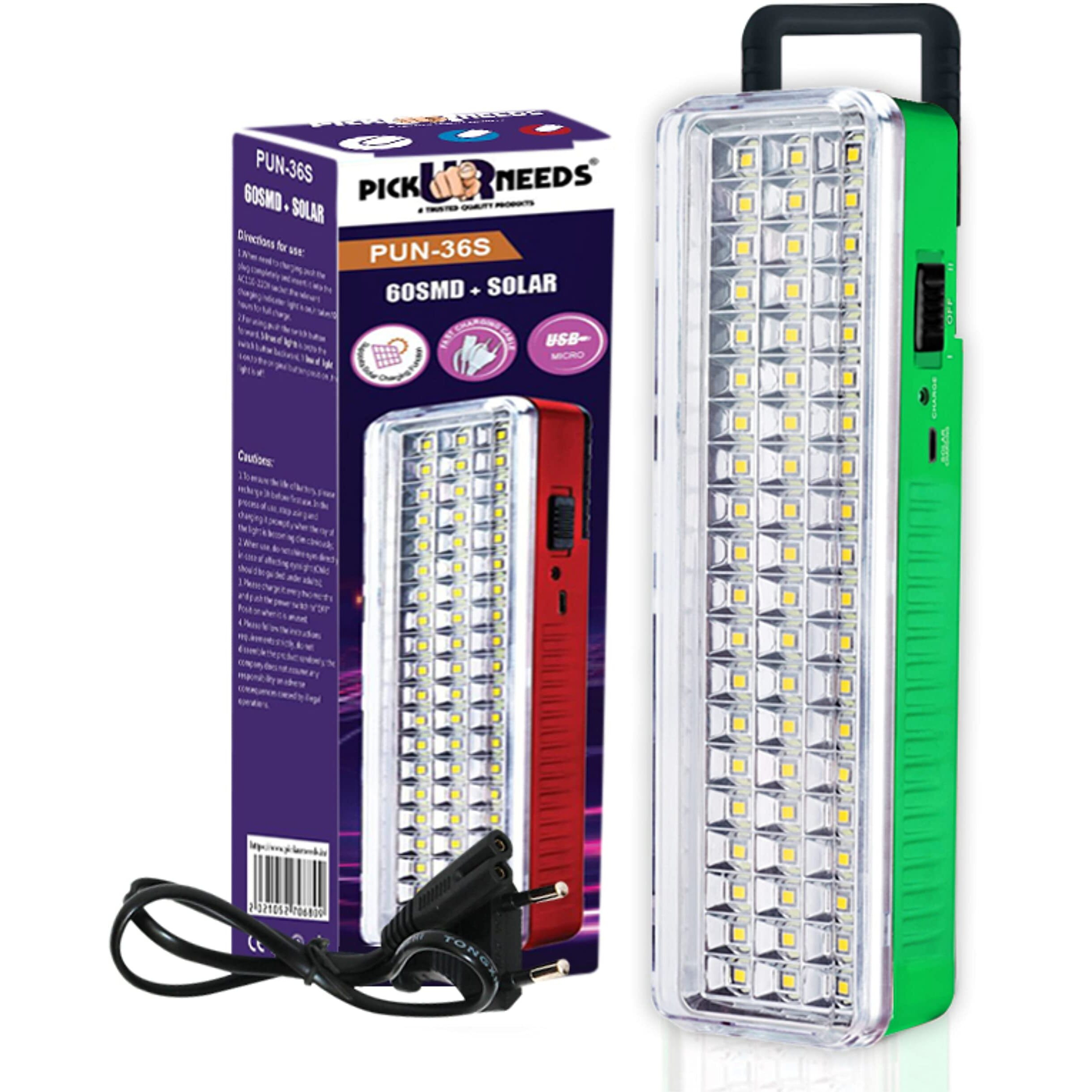 Pick Ur Needs Solar Rechargeable Emergency Charging Led Light 60 LED Rechargeable Home Emergency Lantern Light, Portable Lamp