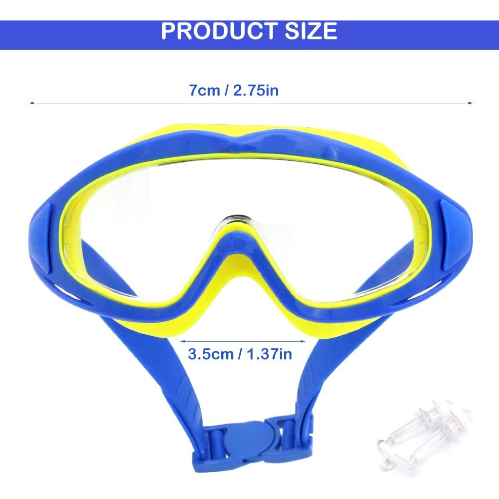 PROBEROS Big Frame Swimming Goggles Leakproof Swimming Goggles for Children Kids Swim Goggles with Anti Fog and UV Protection for Boys Girls for Age 3-16(Blue)