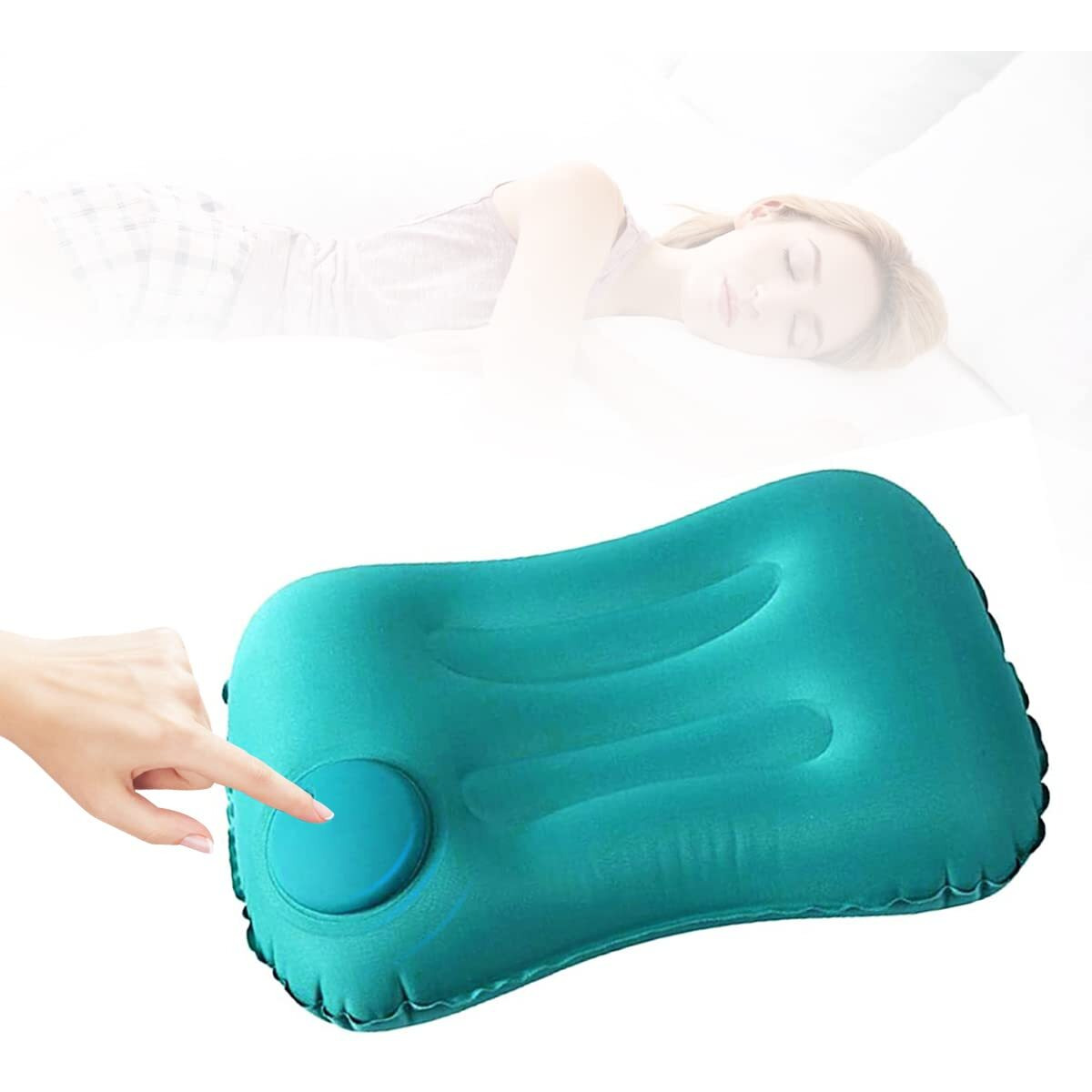 PALAY Nylon Ultralight Inflatable Camping Pillow, Compressible Comfortable Portable Travel Air Pillow For Neck&Lumbar Support While Camping, Backpacking, Hiking,Green