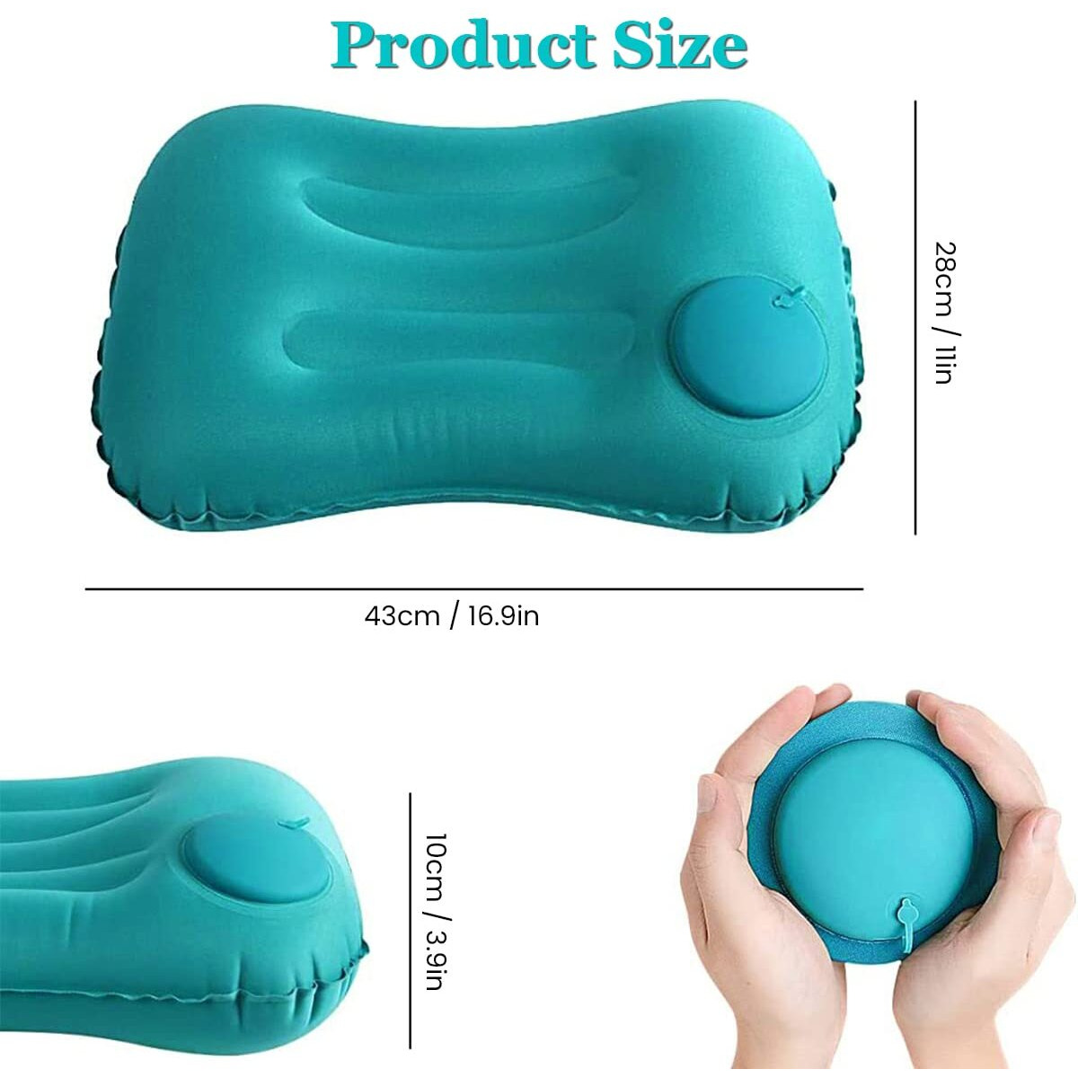 PALAY Nylon Ultralight Inflatable Camping Pillow, Compressible Comfortable Portable Travel Air Pillow For Neck&Lumbar Support While Camping, Backpacking, Hiking,Green