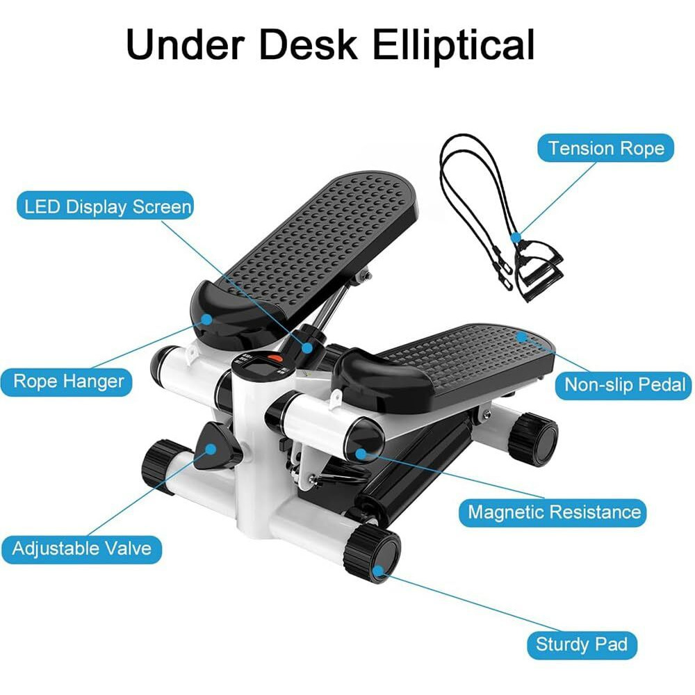 Dolphy Twist Stepper Machine with Resistance Bands, LCD Monitor and Height Adjustable Stepper Exercise Equipment | Tone Your Buttocks, Legs, Thighs, Waist & More for Home Workouts