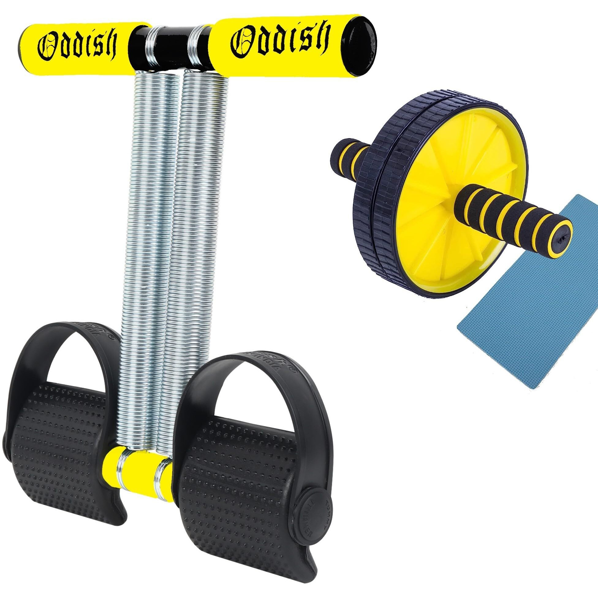 Oddish Way To Fitness Tummy Trimmer Double Spring With Ab Roller exerciser Combo Pack For Men & Women - Ab Exercise Equipement, Abdominal Workout For Home & Gym Use - Stomach, Abs, Belly Exercise