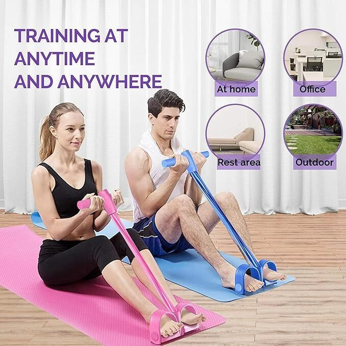 THE PAGH Natural Rubber Pull Reducer Training Bands 4 Tubes Body Trimmer Pedal Exerciser Yoga Crossfit Exercise, Arm Exercise, Tummy Body Building Training Men And Womens (Pull Reducer)