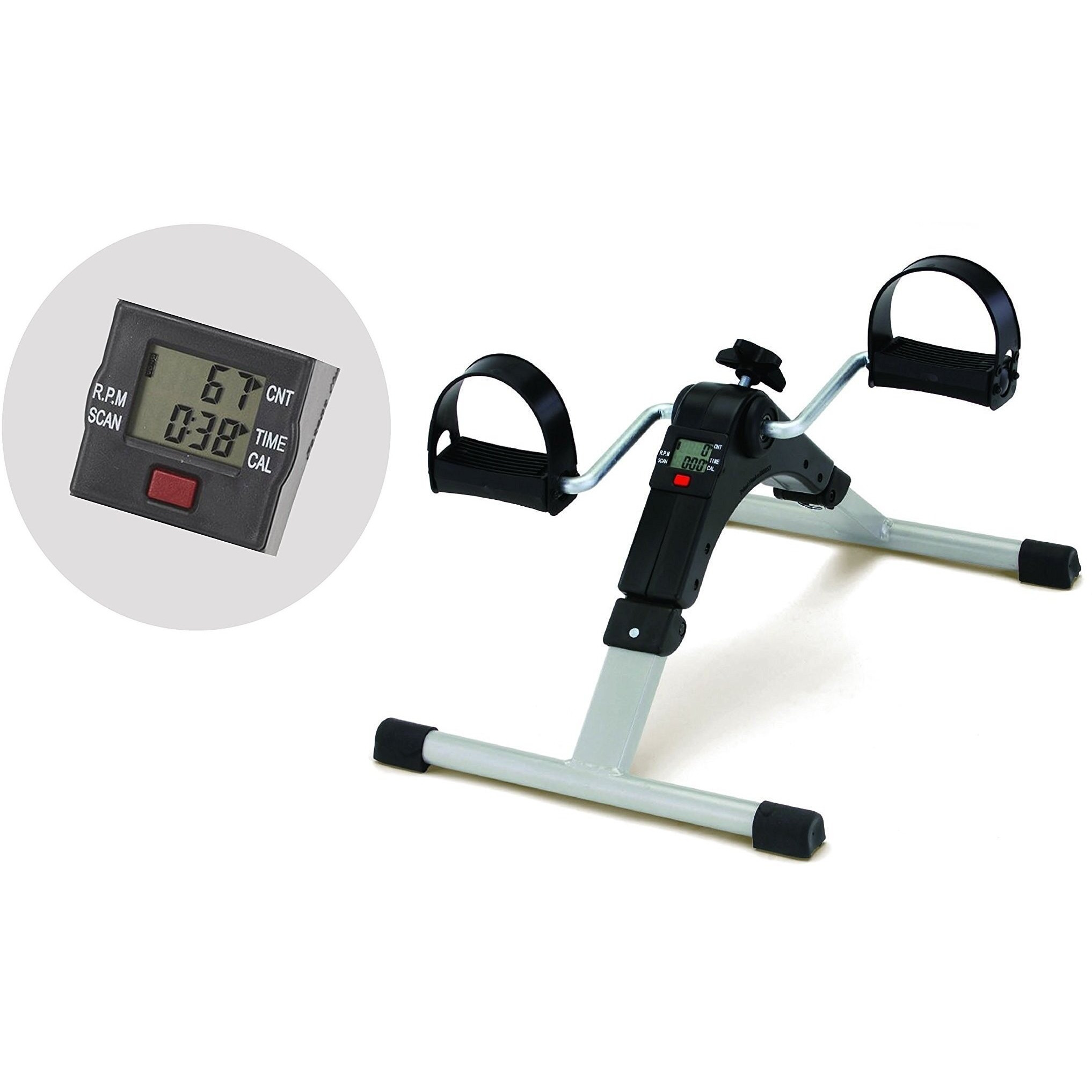 Inditradition Mini Bike Digital Pedal Exercise Machine | Fitness Cycle for Home With Resistance Knob & LCD Display (50 x 38 x 31 CM | Black/Grey)
