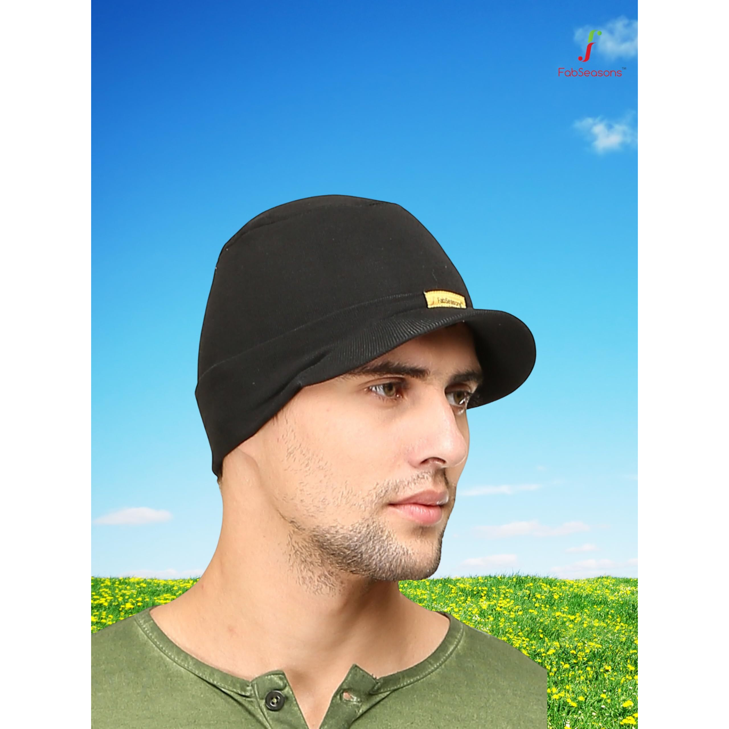 FabSeasons Cotton Skull Cap (Black)