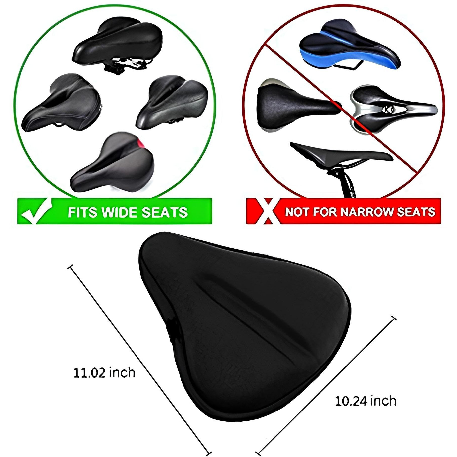 Uniavo Waterproof Classic U12 Silica Gel and High-density Foam Bicycle Seat Cover for Wide Seats (Black)