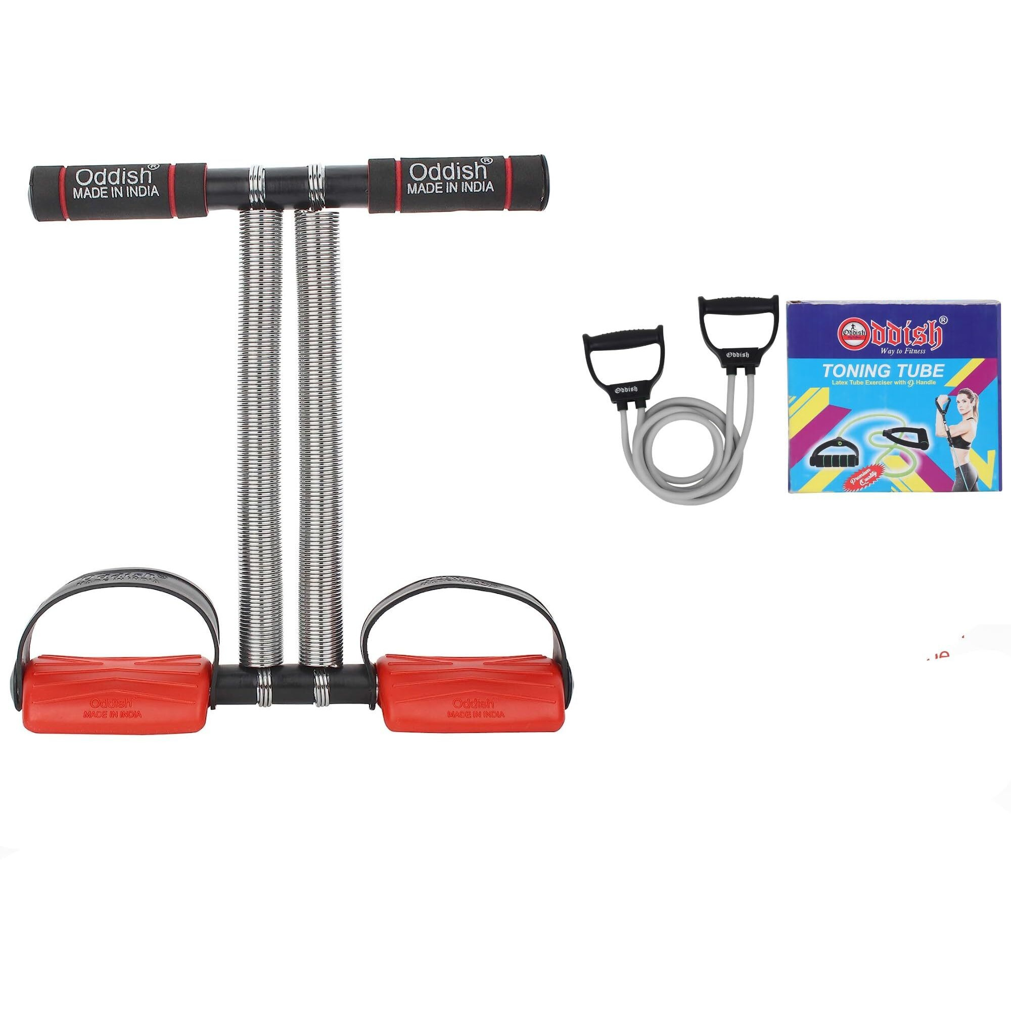 Oddish Way To Fitness Tummy Trimmer Long Double Spring With Resistance Band Combo Pack For Men & Women - Ab Exercise Equipement, Abdominal Workout For Home & Gym Use - Stomach, Abs, Belly Exercise