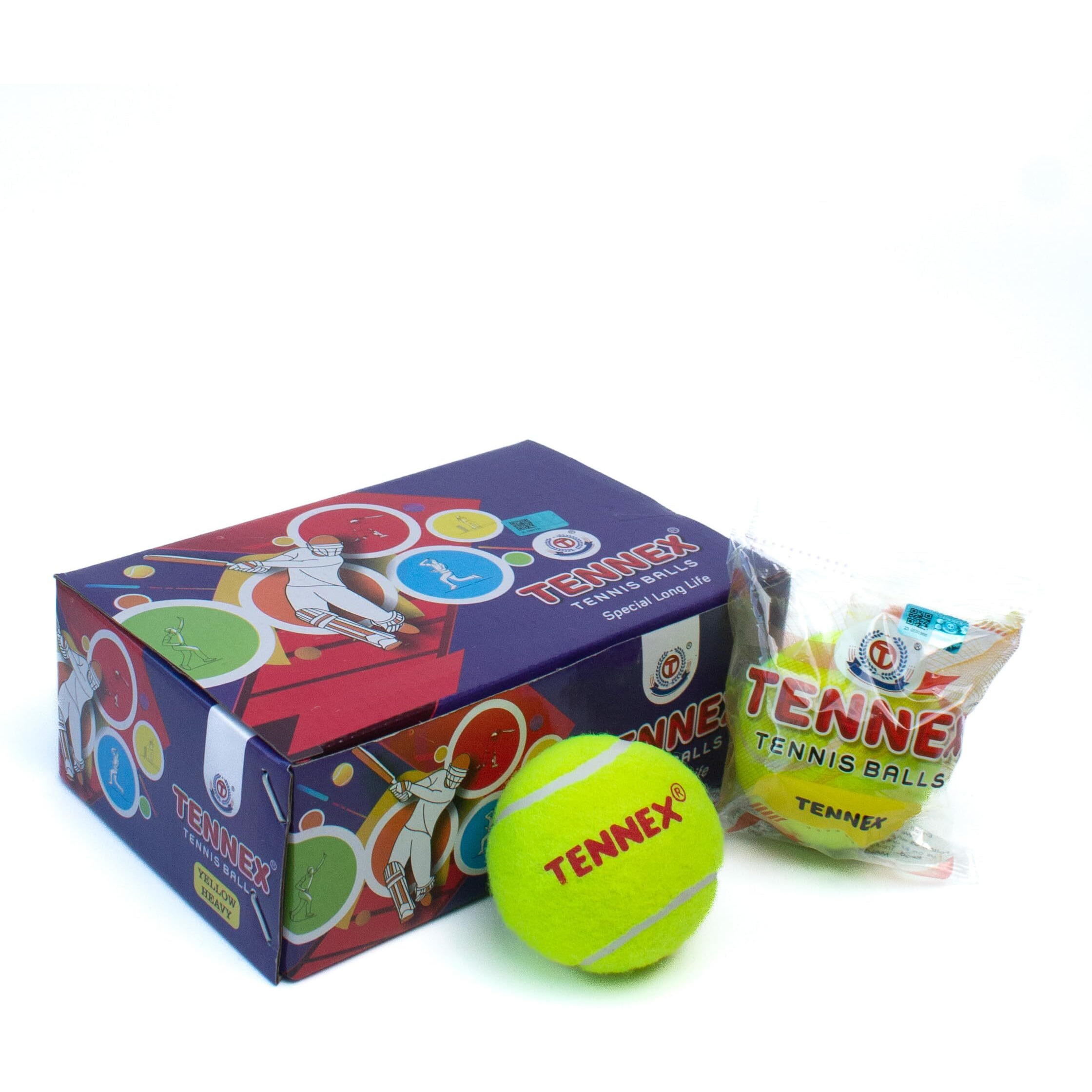 TENNEX Cricket Tennis Ball Yellow Heavy for Over Arm Cricket | Standard Size Ball for Cricket Tournament and Practice (6 Pcs, Yellow Colour)