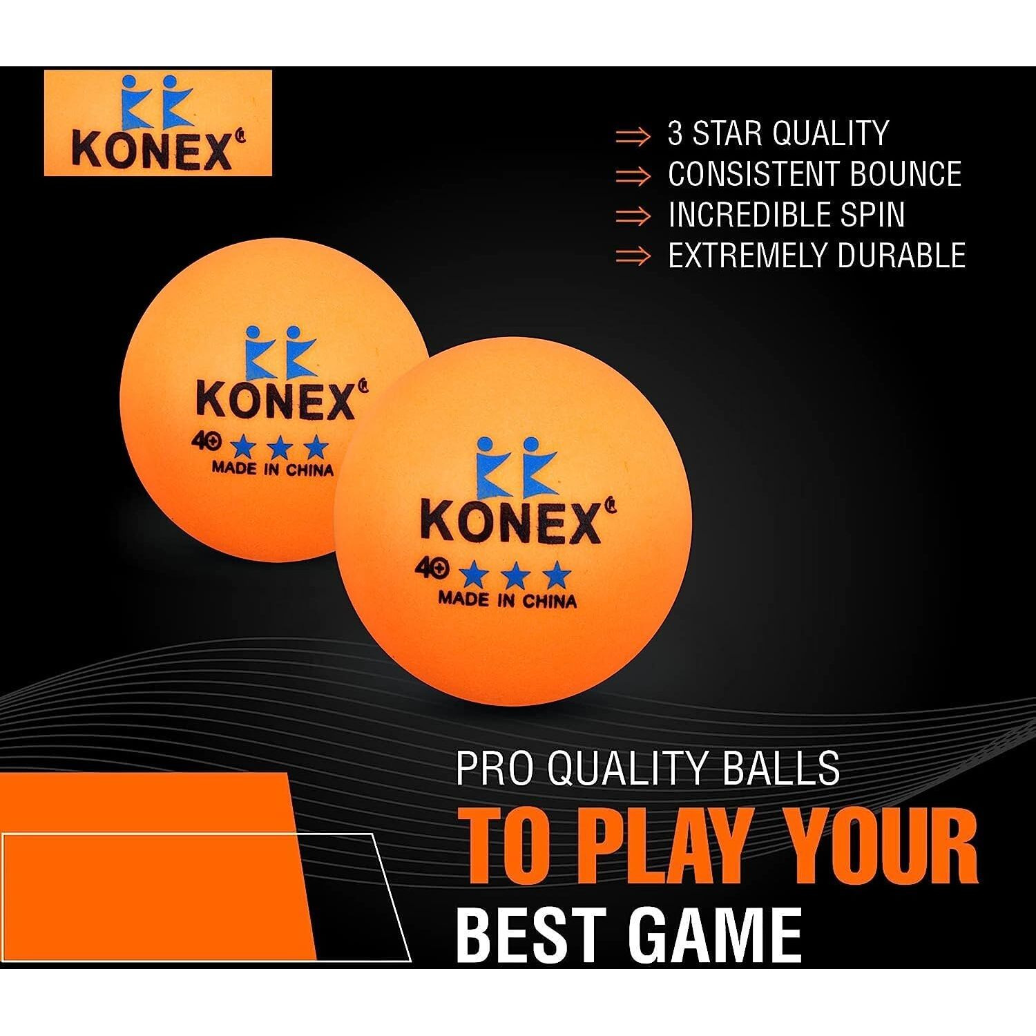 Brand Conquer Plastic 3 Star Table Tennis Balls|Ping Pong Balls, High-Performance 40+ Abs Training Balls Advanced Table Tennis Balls, Ping Pong Balls For Competition And Training - Orange