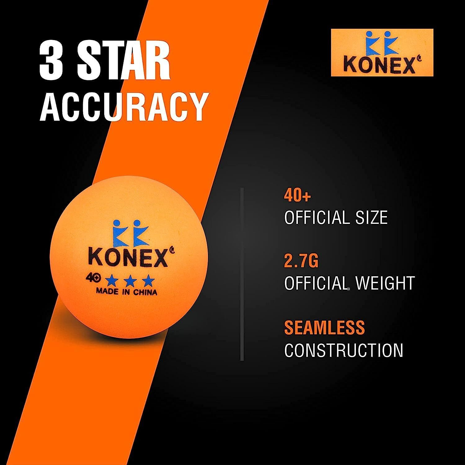 Brand Conquer Plastic 3 Star Table Tennis Balls|Ping Pong Balls, High-Performance 40+ Abs Training Balls Advanced Table Tennis Balls, Ping Pong Balls For Competition And Training - Orange