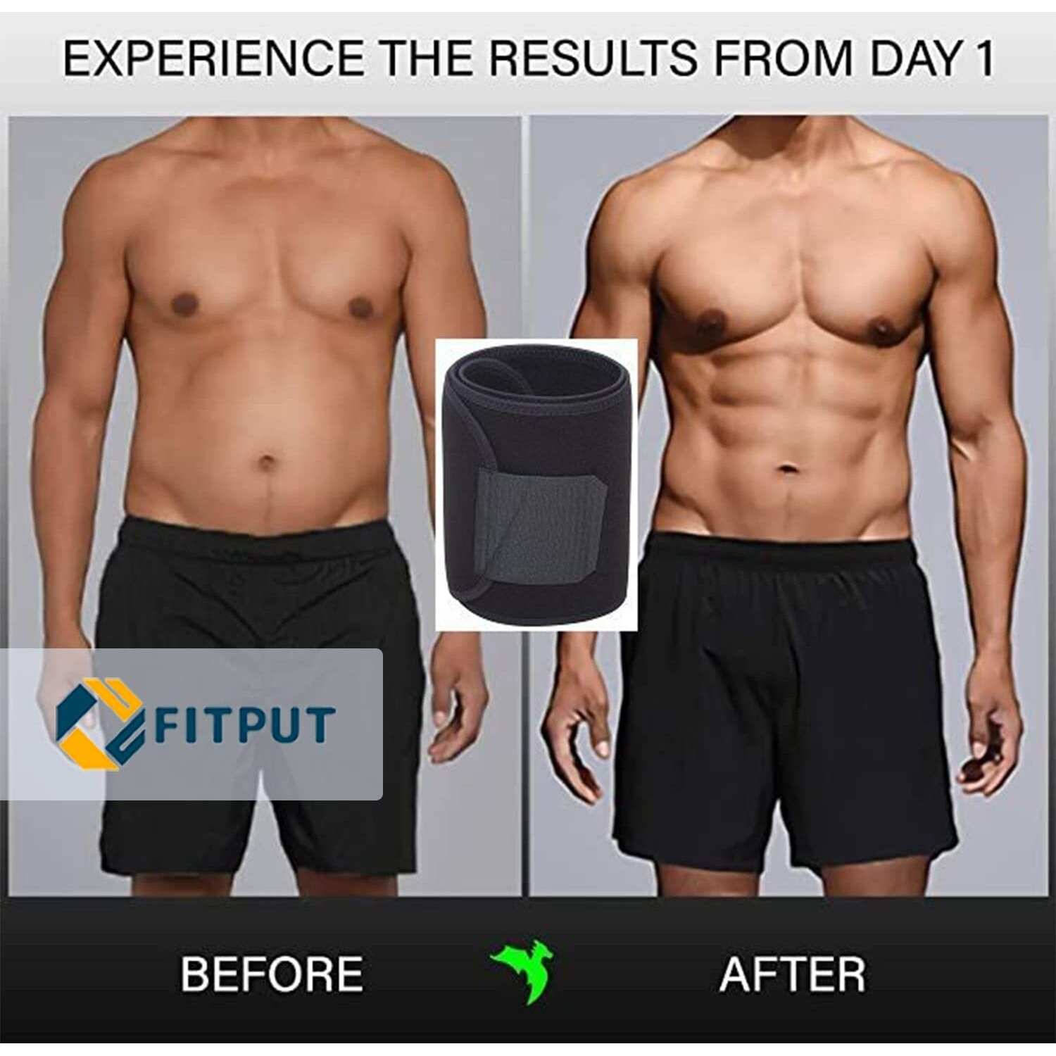 FITPUT Sweat Slim Belt, Stomach Belt for Men and Women Non-Tearable, Sauna Belt Waist Trainer, Waist Belt for Men and Women (Black)