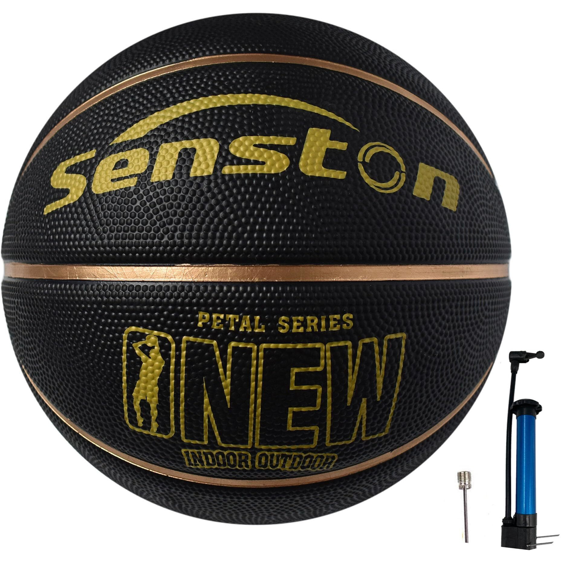 Senston Kids Basketball Size 5 With Pump,Basket Ball Match Game Indoor/Outdoor Street Basketball For Children, Black