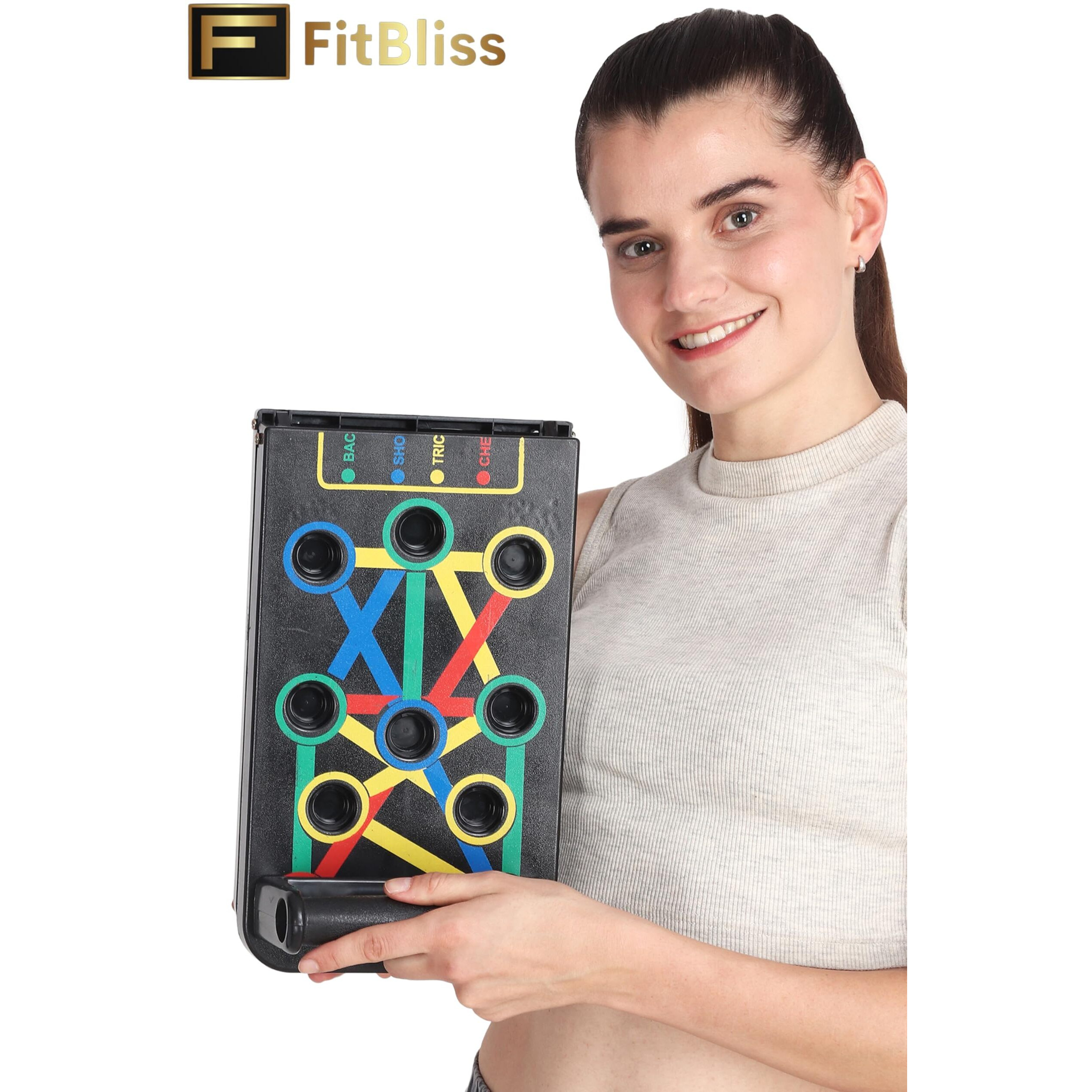 FitBliss Pushup Board For Men & Women Fitness Equipment Push Up Bar For Home Gym Foldable Push-up Board and Push up bar System