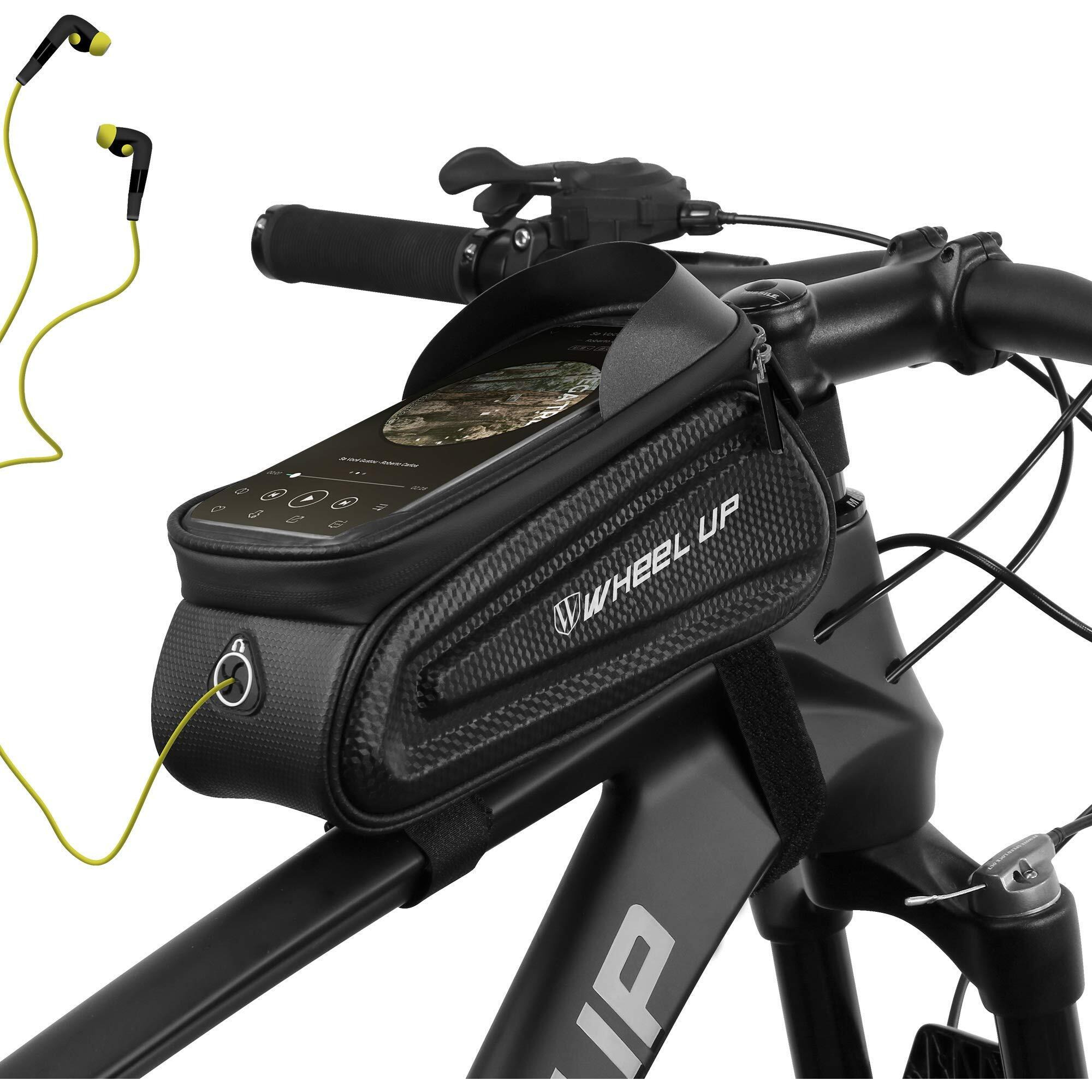PROBEROS  Bicycle Frame Bag Cycle Pouch for Bicycle with TPU Touch Screen Large Capacity EVA Pressure-Resistant Handlebar Headphone Hole, Suitable for Phone Under 7.0 Inch Cycle Accessories