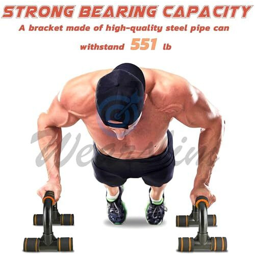 Wearslim Professional Abdominal Wheel With Push Up Bar | Ab Roller With Workout Push-up Stands for Exercise Fitness Gym for Men & Women (Ab Roller Push Up Bar Combo)