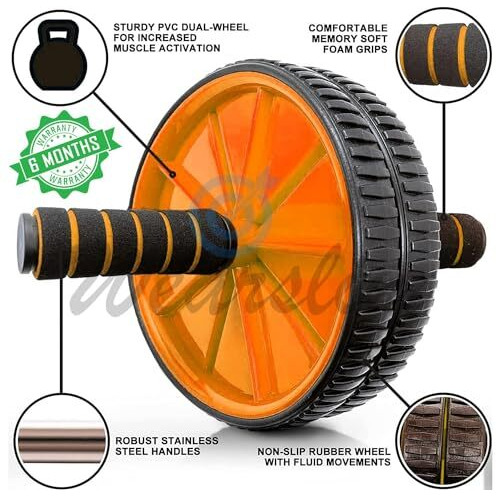 Wearslim Professional Abdominal Wheel With Push Up Bar | Ab Roller With Workout Push-up Stands for Exercise Fitness Gym for Men & Women (Ab Roller Push Up Bar Combo)