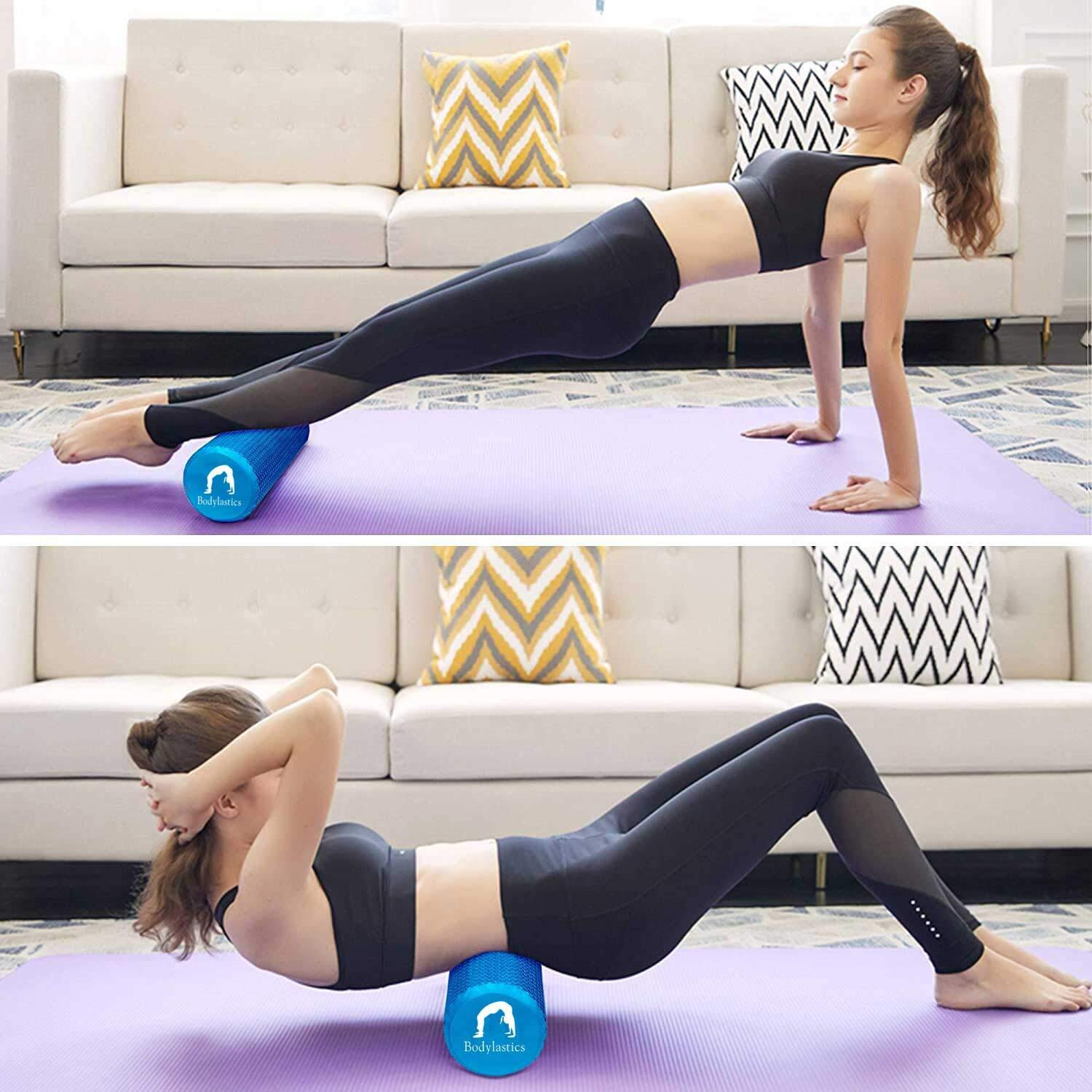Bodylastics 45cms EVA Dotted Foam Roller for Deep Tissue Massage, Relief from Sore Muscles Pain, Pre & Post Exercise Fitness Workout Sessions