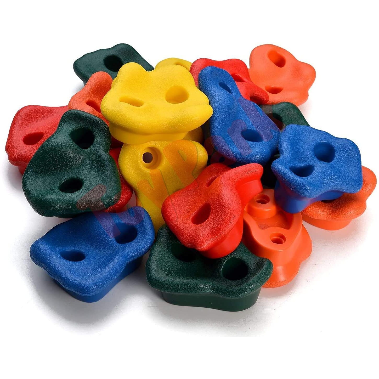 Toy Park Kids Large Adventure Climbing Holds Rocks Climb Stones for DIY Playground Wall Grips & Wood Block for Indoor & Outdoor - Multicolour - 20 Pieces