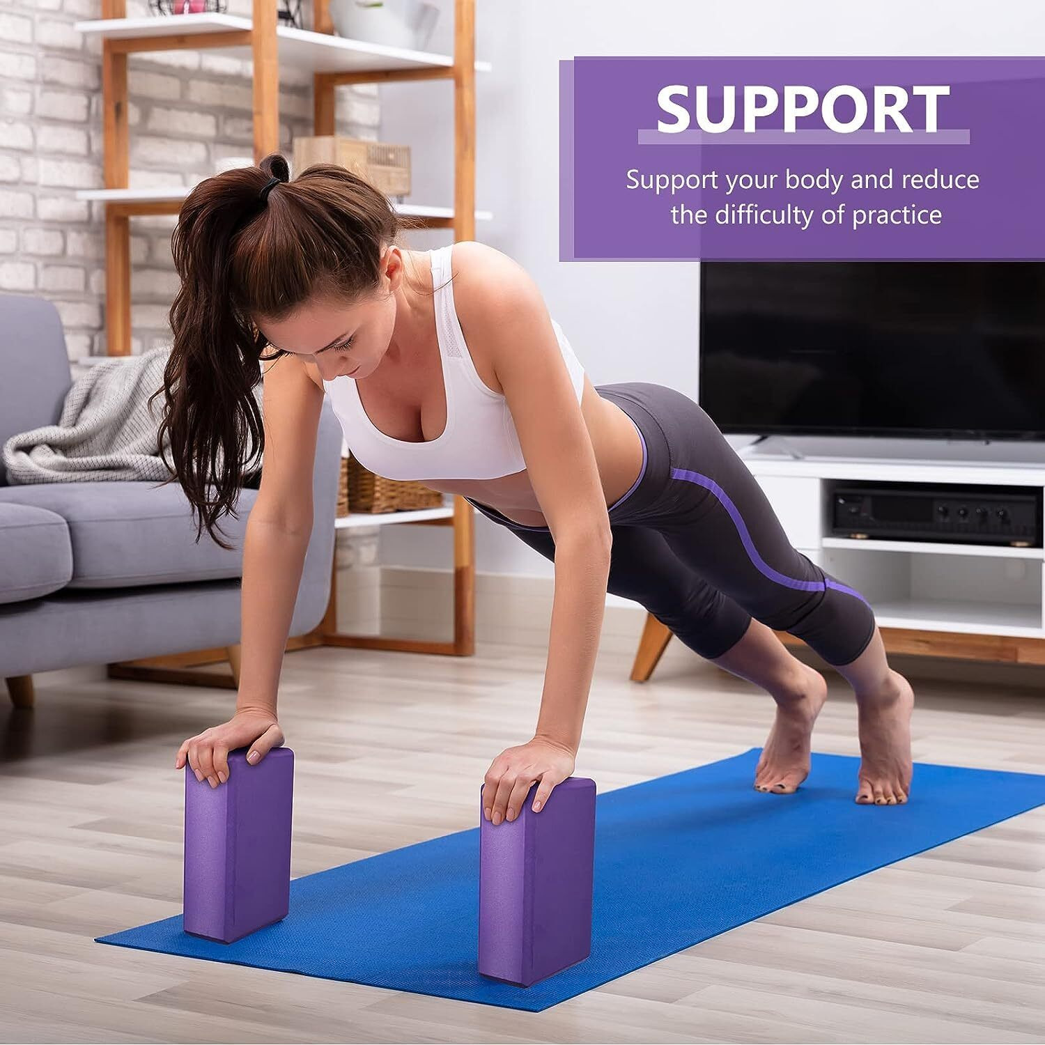 NETXE High Density Foam Yoga Block Brick Set of 2 for Improve Strength, Aid Balance, and Flexibility/Yoga Blocks Set Of 2, Yoga Brick, Gym Accessories (Muiti Colour)