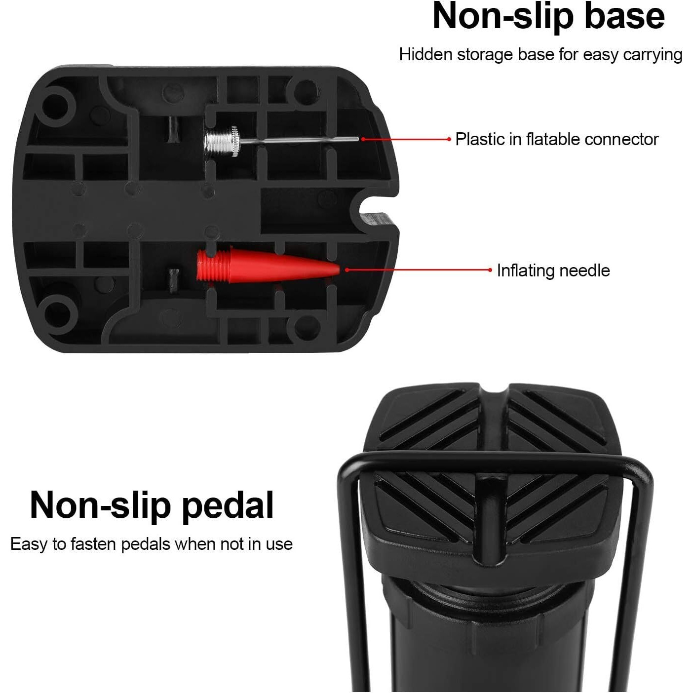 QUPET Bike Pump, Mini Bicycle Pump Portable Bike Floor Pump with Presta and Schrader Valves Aluminum Alloy Floor Bicycle Air Pump Compact Mini Bike Tire Pump, Extra Valve and Gas Needle for All Bike