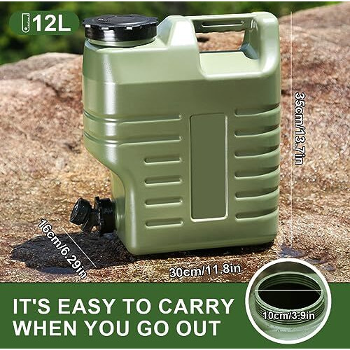 Optifit Camping Water Container with Easy Faucet, Portable Food Grade PE Water Container, BPA Free Outdoor Folding Water Tank for Sport Camping Riding Mountaineer Hiking (12L)