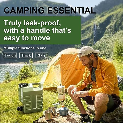 Optifit Camping Water Container with Easy Faucet, Portable Food Grade PE Water Container, BPA Free Outdoor Folding Water Tank for Sport Camping Riding Mountaineer Hiking (12L)