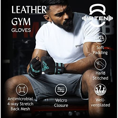 19.ten Mucho Man From Sree Gloves For Men And Women Palm Wrist Wraps Protection Leather Weightlifting Gym Fitness Exercise Workout Pull Ups (Extra Large, Old Egal), Black