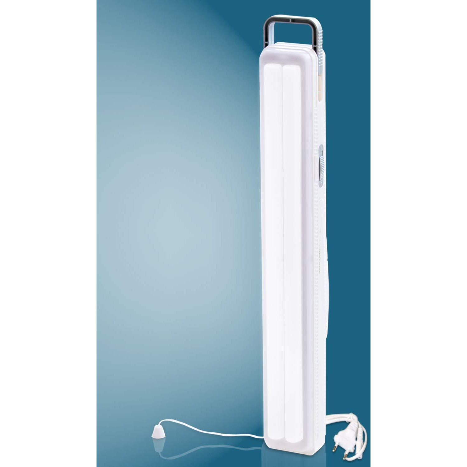 Pick Ur Needs Home Emergency Rechargeable Long Range Auto Cut Tube Light With Dual Battery Backup, White