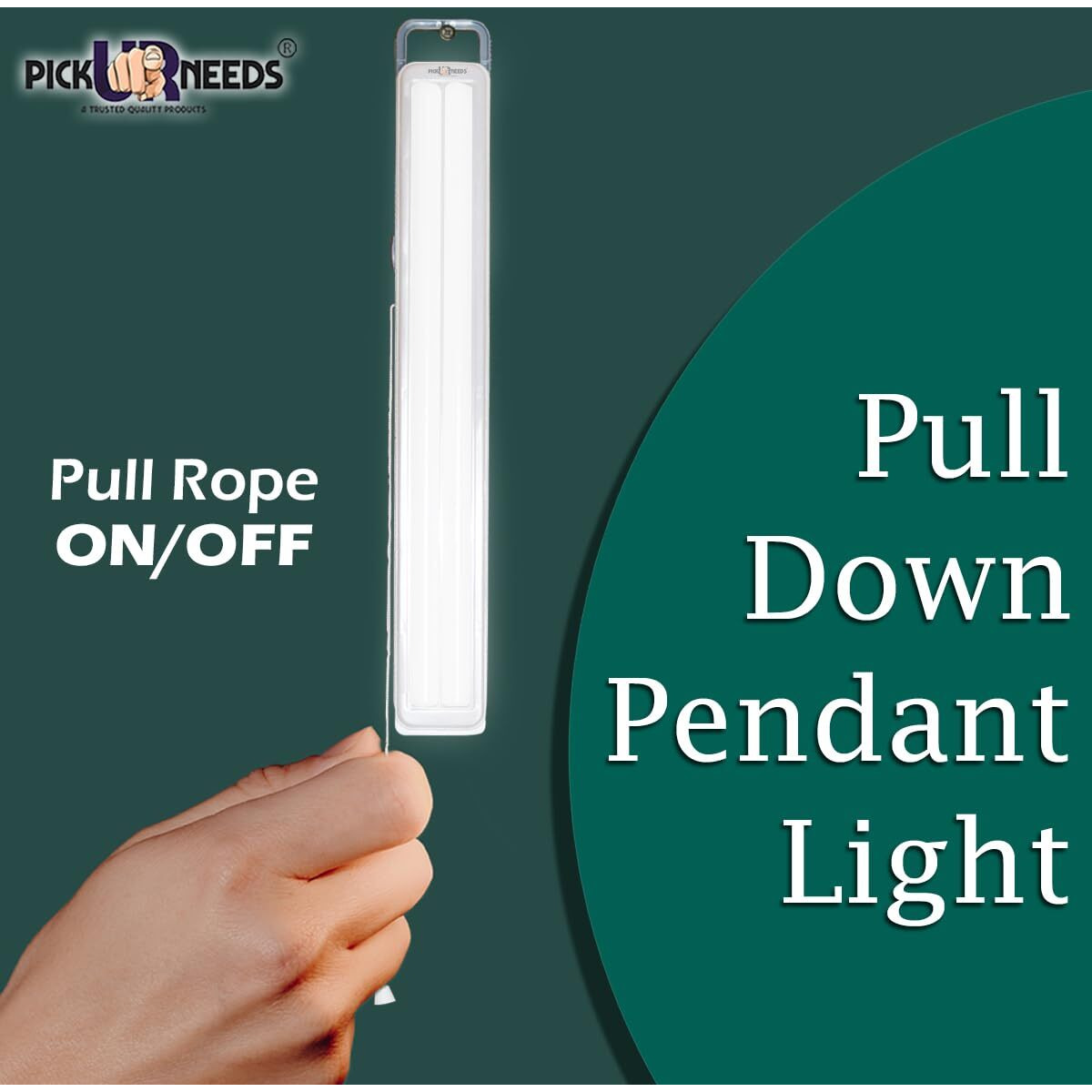 Pick Ur Needs Home Emergency Rechargeable Long Range Auto Cut Tube Light With Dual Battery Backup, White