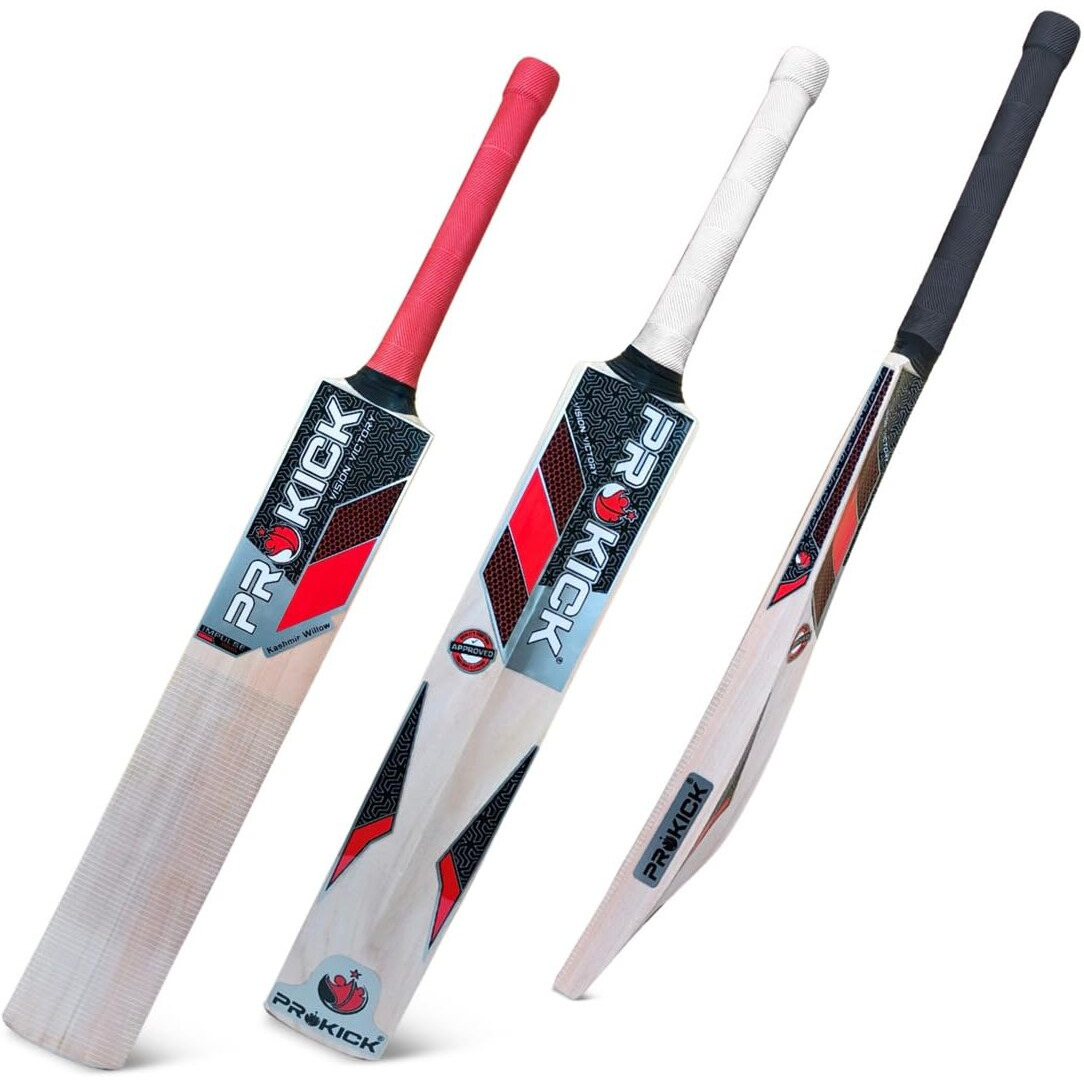Prokick Megakit Kashmir Willow Full Cricket Kit with Helmet, Black/Red Camouflage - Size 6