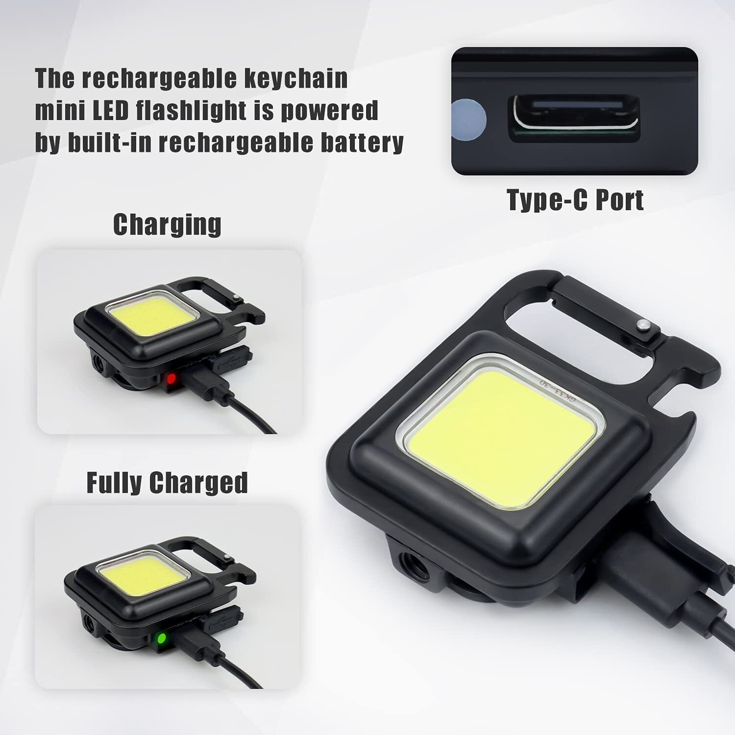 ROMINO COB Keychain Work Light Keychain Flashlights 4 Modes 800 Lumen, Led Keychain Light Emergency Light with Folding Bracket Bottle Opener and Magnet Base for Camping Walking (1 Pc)