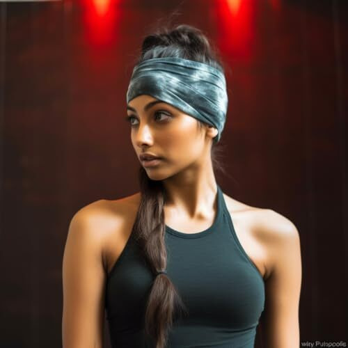 XFYT Tie-Dye Workout Fashion Hair Bands | Super Soft Stretch Microfibre high absorbtion Wide Head Band for Women Girls Yoga Sports Fitness Gym Bandana (Black)
