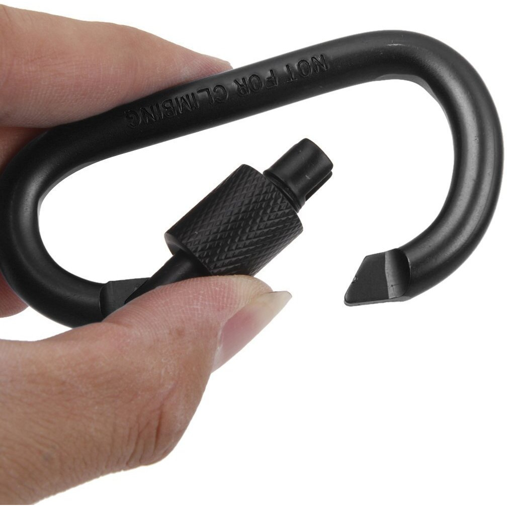 RIANZ All New Imported Aluminum Carabiner D-Ring/Clip/Hook/Keychain/Screw Locking, Black