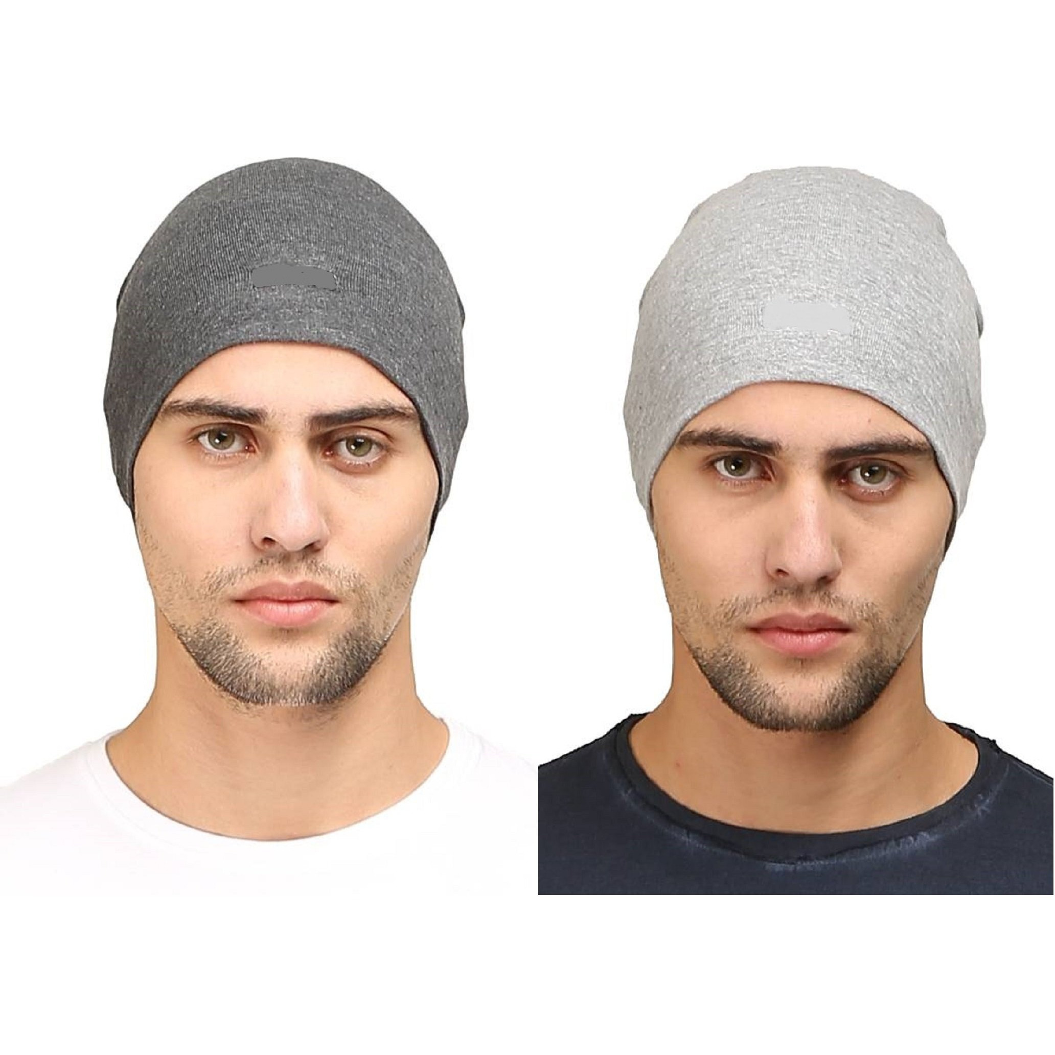 HUNTSMANS ERA Cotton Poly Blend Skull Cap for Men and Women/Helmet Cap/Multipurpose Running, Jogging Outdoor Skull Cap (Dark Grey and Light Grey)