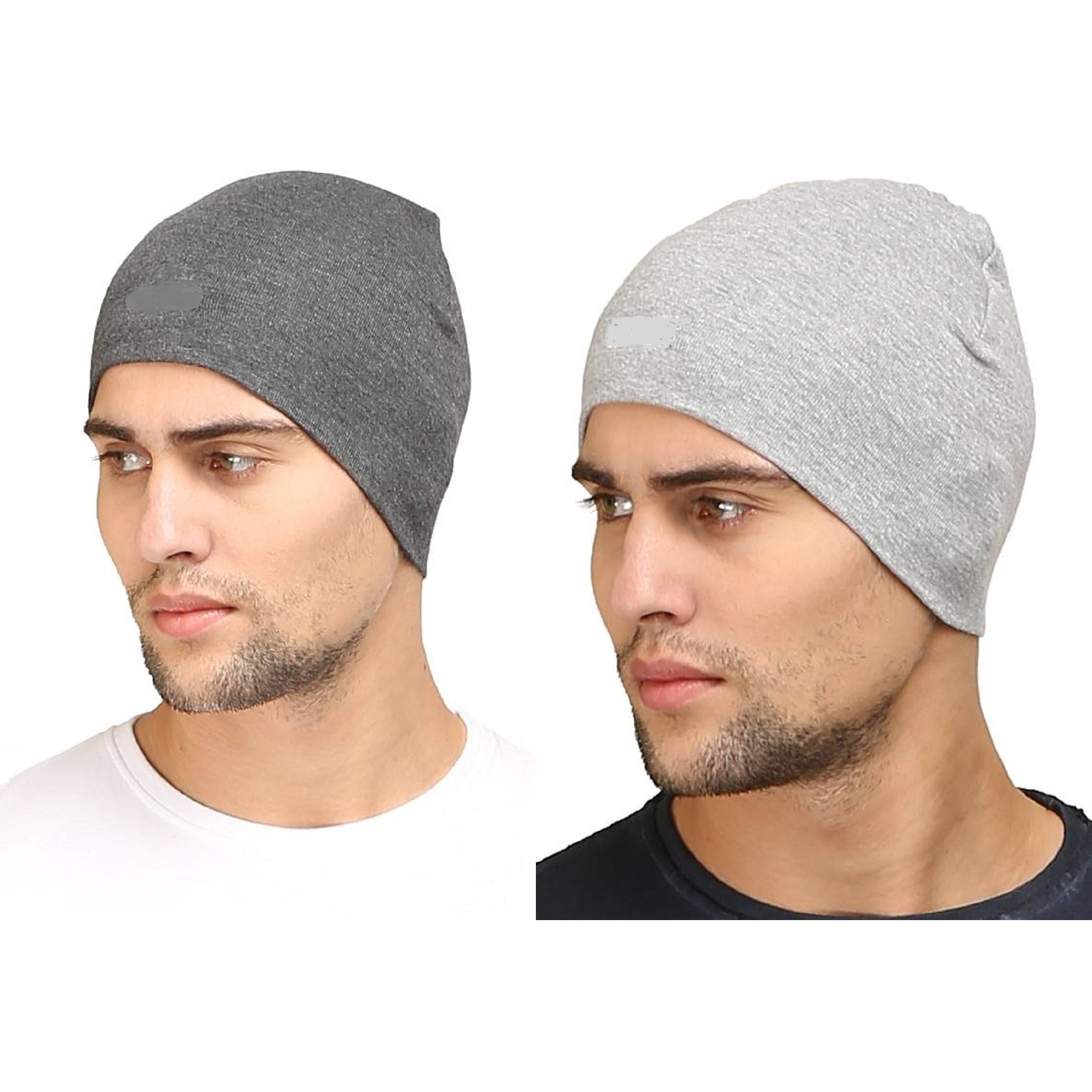 HUNTSMANS ERA Cotton Poly Blend Skull Cap for Men and Women/Helmet Cap/Multipurpose Running, Jogging Outdoor Skull Cap (Dark Grey and Light Grey)