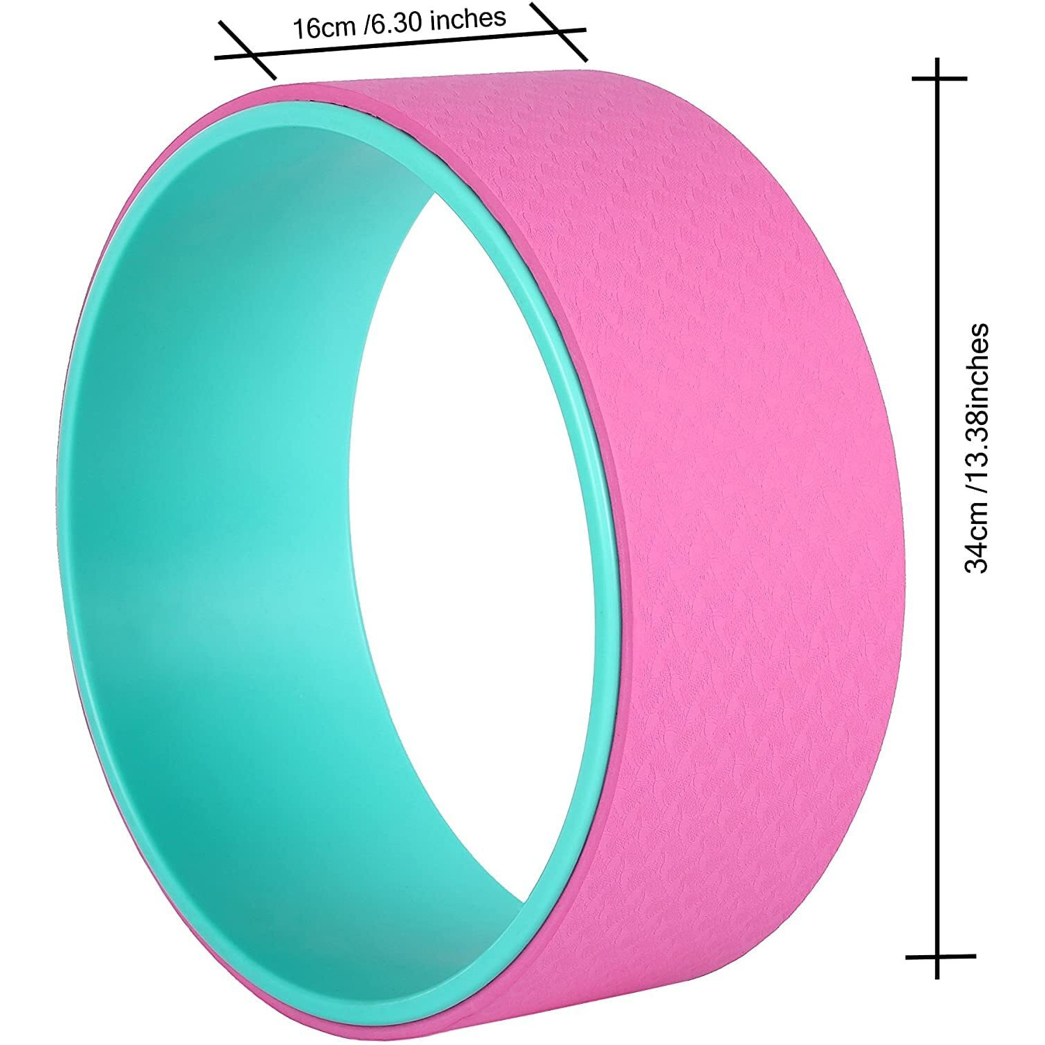 Bodylastics Yoga Wheel for Back Bends, Exercise, Stretching for Women and Men Fitness 13 Strong, Sweat Resistant & Eco-Friendly (13 Inch, Blue/Pink)
