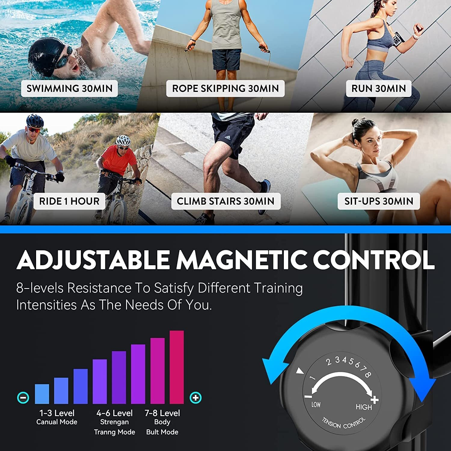 Dolphy Elliptical Cross Trainer Machine for Home Use, Portable Elliptical Trainer with 8 Magnetic Resistance, LCD Monitor and Pulse Sensor Suitable for Home Gym Office