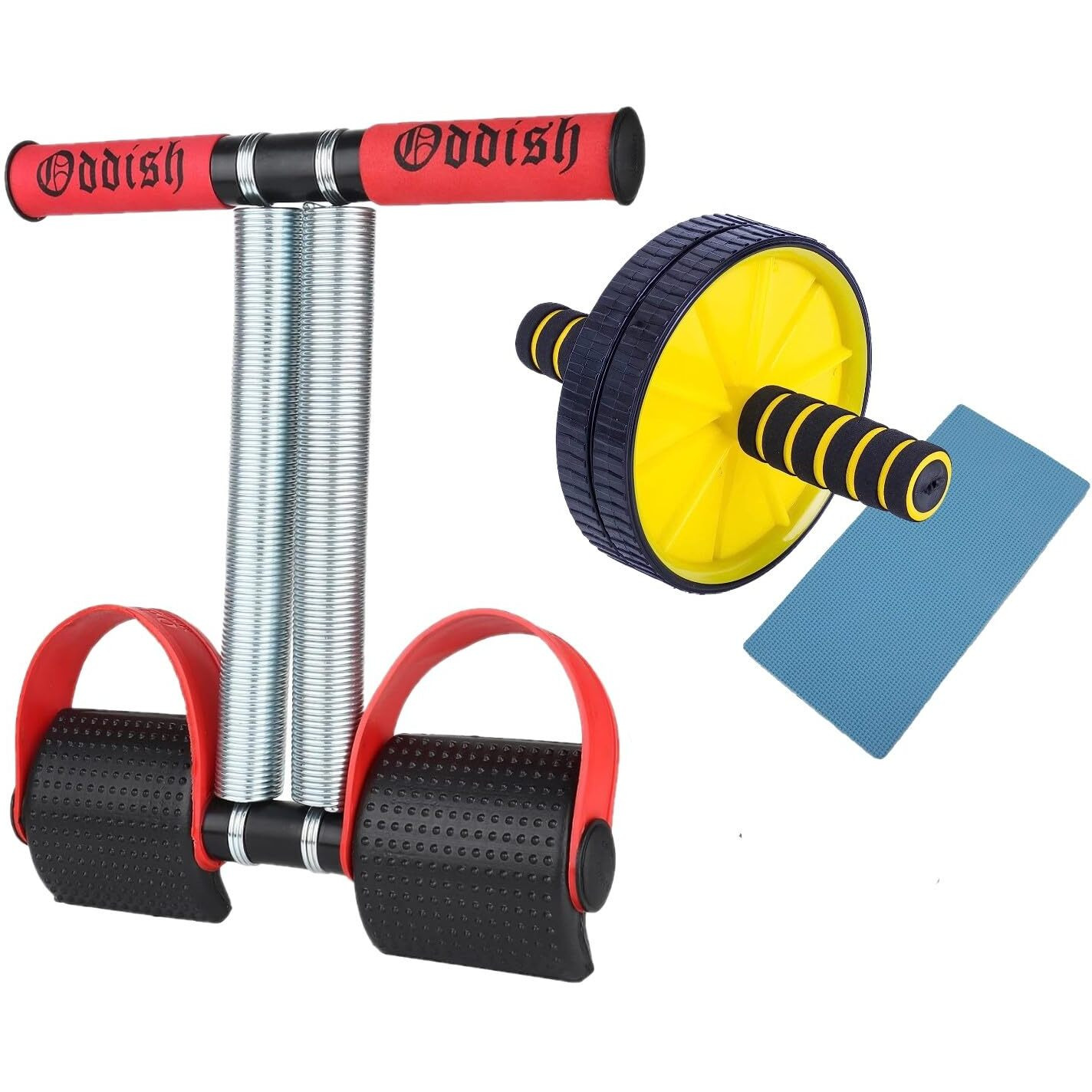 ODDISH Tummy Trimmer Double Spring with Ab Roller Wheels Combo Pack for Men & Women - Ultimate Abdominal Workout Equipment for Home & Gym Use - Stomach, Abs, Belly Exercise, Core Strength & Fitness