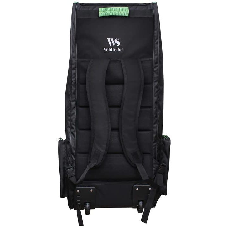 WHITEDOT SPORTS Polyester Spliit Duffle Wheelie Cricket Kitbag, Black