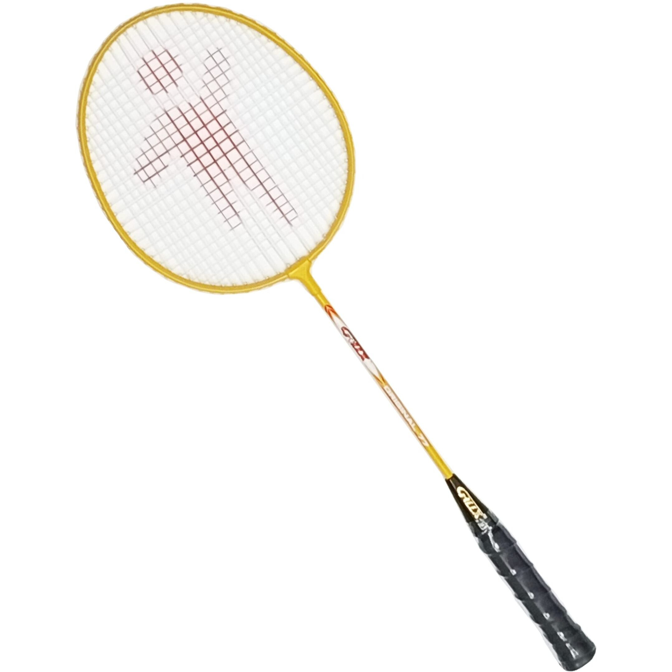 GILLX Badminton Rackets 2 Piece Wx 55 with 3 Nylon Shuttle Cocks for Adults & Kids, Yellow