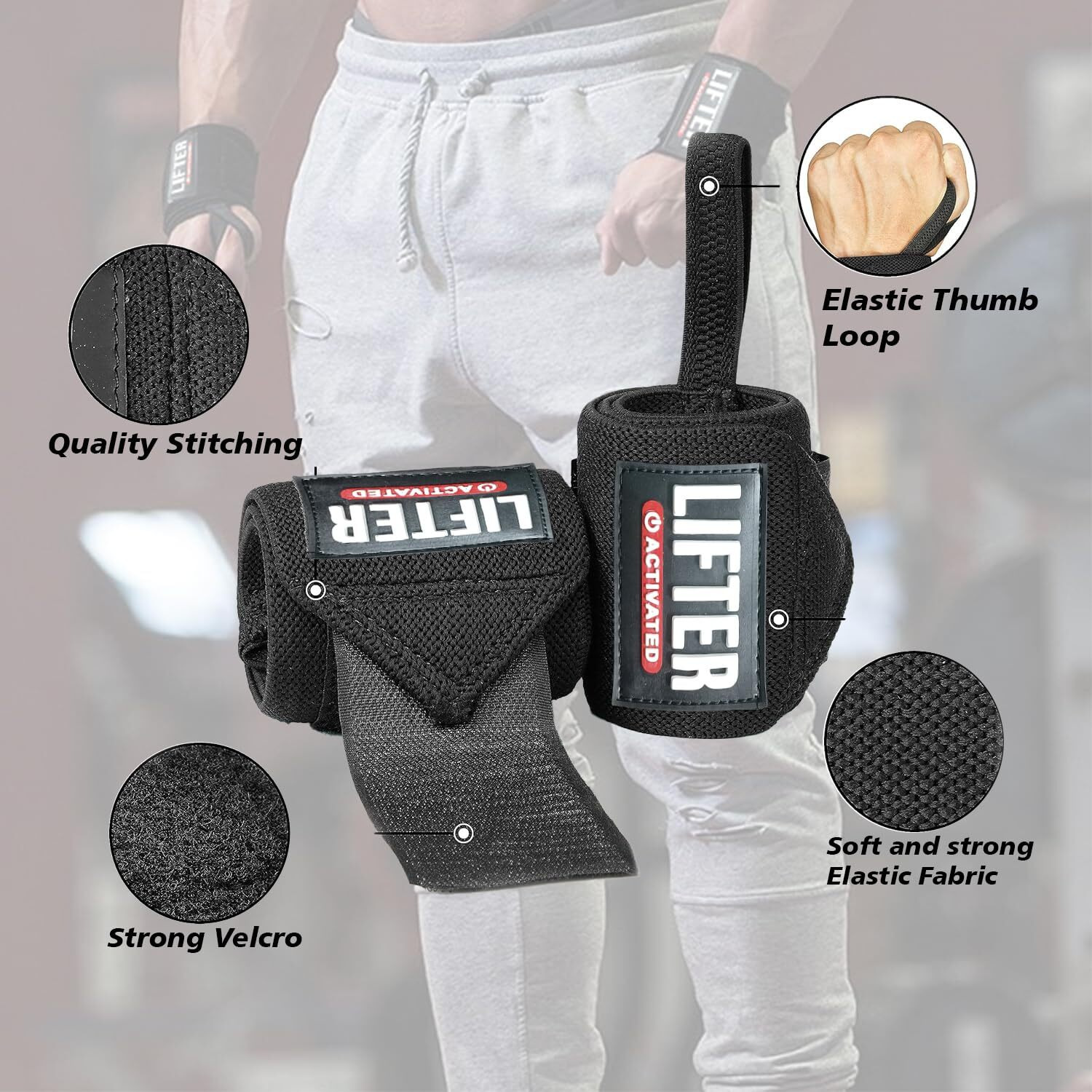 EasyHealth Weight lifting Straps Deadlift Straps Gym Straps Wrist Supporter For Gym Accessories For Men Wrist Straps For Gym Wrist Support Deadlift Straps, 25 Inch Long,Thick And Slip Resistant