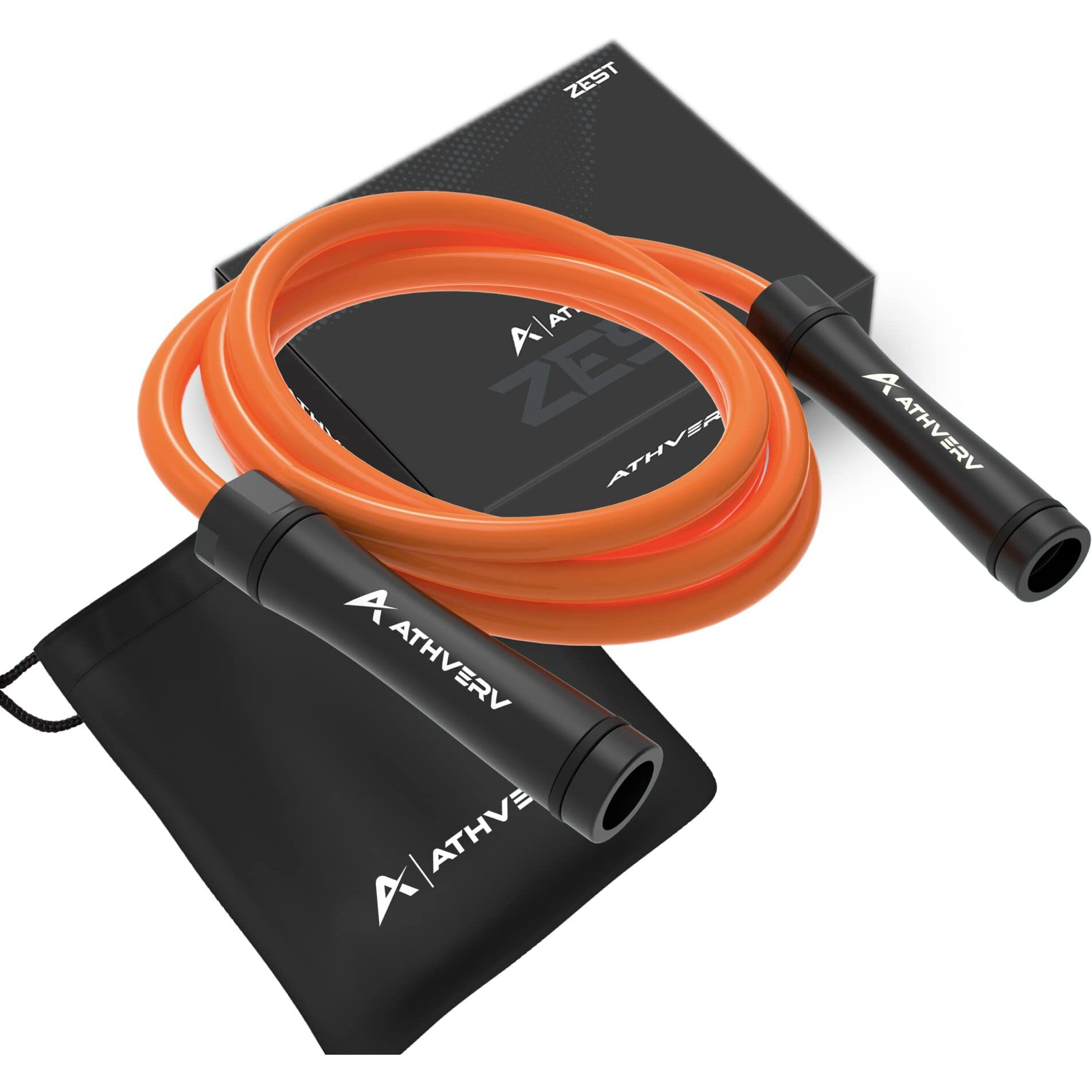 ATHVERV Polyvinyl Chlorine (PVC) Adjustable Heavy Jump Rope 1.1 Lb, 10Mm Weighted Skipping Rope For Strength Training. (Orange)