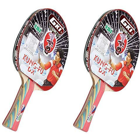 GKI Kung Fu DX Wood Table Tennis Racquet - Pack of 2, Red
